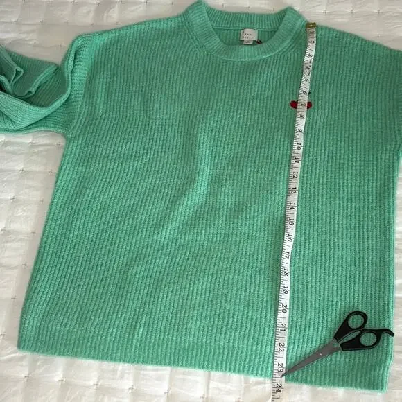 A New Day Cherry Motif Sweater Women's M | Mint Green | Crew Neck Knit | NWT - Picture 7 of 11